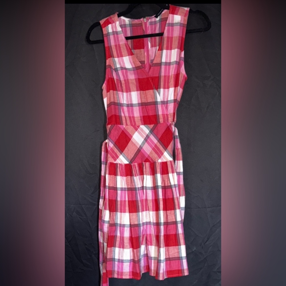Tommy Hilfiger Red and Pink Plaid Midi Dress
